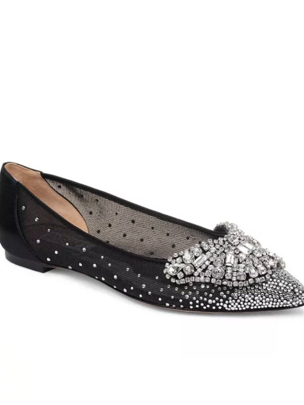 badgley mischka Quinn Crystal Embellished Pointed Toe Flats 8.5